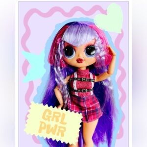 2019 LOL Surprise Doll OMG Shadow Winter Disco, Purple Hair, Plaid Outfit, EUC